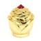 Tampões de garrafa luxuosos feitos sob encomenda do perfume do metal de Zamak da cor do ouro com pedra vermelha