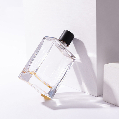 garrafa de vidro criativa da garrafa do perfume 100ml com da garrafa vazia plástica do pulverizador do quadrado do tampão do zamzk a garrafa portátil dos cosméticos