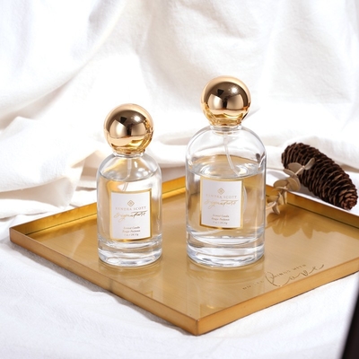 Do ouro redondo vazio de Zamac do vidro do OEM garrafa de perfume luxuosa 50ML 100ML