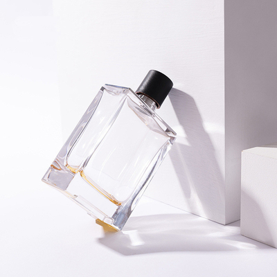 comprar garrafa de vidro criativa da garrafa do perfume 100ml com da garrafa vazia plástica do pulverizador do quadrado do tampão do zamzk a garrafa portátil dos cosméticos online manufacture