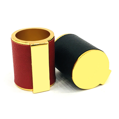 comprar A cor liga de zinco clássica do ouro com o cilindro de couro de matéria têxtil dá forma ao metal Zamac perfuma o tampão de garrafa online manufacture