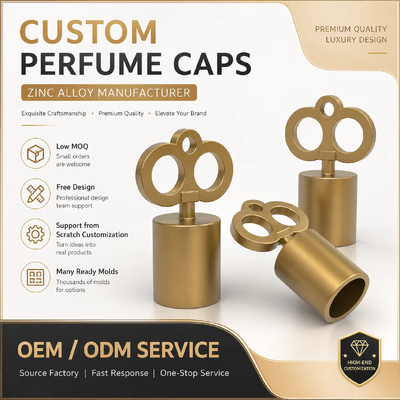 comprar Tampas de perfume Crown Zamac personalizadas, tampas de garrafas de fragrância de liga de zinco galvanizadas de luxo com logotipo gravado OEM ODM fabricante atacadista Fabricação em linha