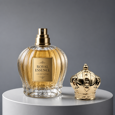 comprar Espelho de luxo brilhante coroa real sólida Zamac Perfume Cap Revestido de ouro em relevo padrão real fragrância tampa de zinco liga de metal embalagem de perfume tampa Custom logotipo FEA15 para Dubai Oud Attar embalagem de perfume Fabricação em linha