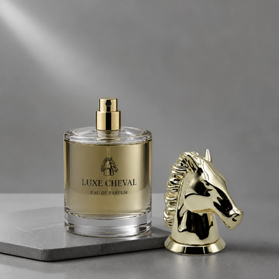 comprar Espelho de luxo polido 3D Cabeça de cavalo Zamac Cap Perfume Revestido de ouro Esculptura de animais Fragrância Coberta de zinco liga de metal Capela de garrafa de perfume Logotipo personalizado FEA15 Para Dubai Oud Attar garrafa de perfume Fabricação em linha
