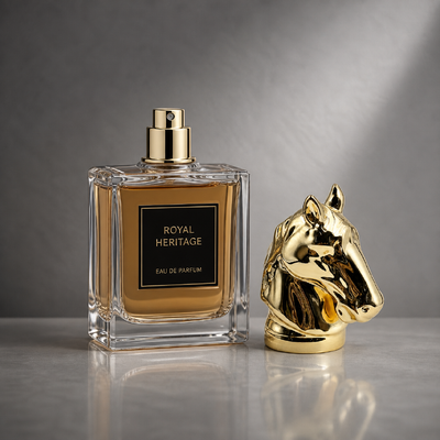 comprar Atacado de alto brilho de ouro sólido cabeça de cavalo tampa de frasco de perfume simples escultura de garanhão integrado fechamento Zamac OEM gravar logotipo embalagem de fragrância de luxo no Oriente Médio Fabricação em linha