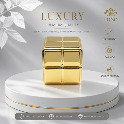 Comprar Espelho Gold Rubik Cube Grid Square Zinc Alloy Cap Perfume Custom Embossed Block Metal Cap Perfume Para Designer de Luxo Garrafa de Perfume de Vidro Vazia Fabricação em linha