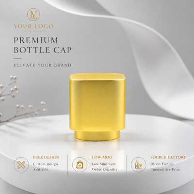 comprar Fonte de fábrica logotipo personalizado ouro fosco canto redondo quadrado tampa de perfume de liga de zinco baixo MOQ tampa de perfume de metal de duas etapas para embalagem de frasco de perfume cosmético Fabricação em linha