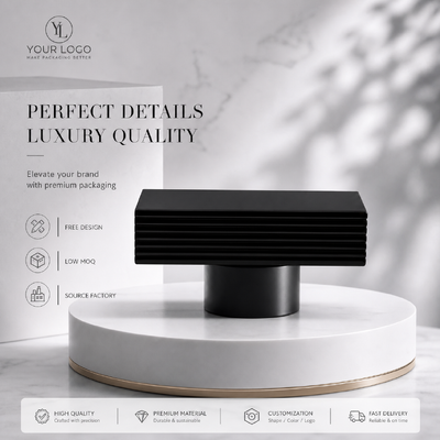 comprar Tapete de perfume de liga de zinco retangular horizontais de nervuras pretas foscas padrão de tampa de perfume de metal a riscas modelo JH5082 para designer de luxo garrafa de perfume de vidro vazia Fabricação em linha