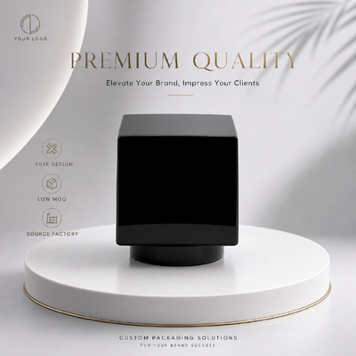 comprar Gloss Solid Black Square Zinc Alloy Cap Perfume Custom Smooth Cube Metal Fragrância Capa Modelo JH5080 Para Luxo Vazio Designer Botão de Perfume de Vidro Fabricação em linha
