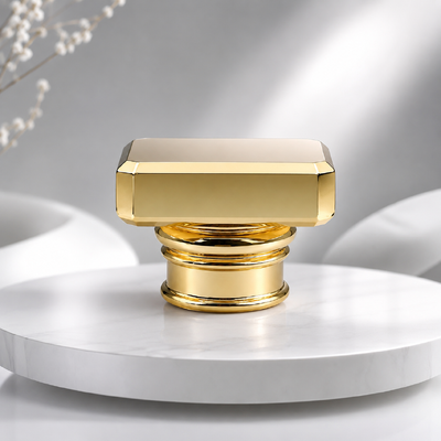 comprar Fábrica de Fonte Espelho Ouro Rectangular em Beve Multi Anel Caixa de Perfume de Liga de Zinco Capa de Perfume de Metal Polido Personalizado Para Designer de Luxo Embalagem de Garrafa de Perfume de Vidro Vazia Fabricação em linha