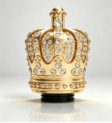 comprar Tampa de Perfume Coroa Magnética Zamac Banhada a Ouro com Strass de Cristal Incrustado Fabricação em linha