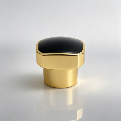 comprar Luxury Black Top Gold Zamac Perfume Cap Custom Metal Fragrance Bottle Cap Para Cosméticos Perfumes Garrafa de vidro Fabricação em linha