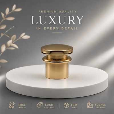 comprar Fábrica de Fonte Personalizado Disco redondo empilhado em três níveis Espelho de ouro de liga de zinco Cap de perfume OEM ODM Personalizado Logotipo gravado Zamac Cobertura de perfume de metal para luxo Quadrado e vidro redondo Garrafas de perfume magnético Fabricação em linha