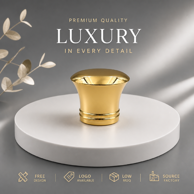 comprar Fábrica Custom Flared Curved Waist Flat Dome Mirror Gold Zinc Alloy Cap Perfume Double Ring Base OEM ODM Custom Graved Logo Zamac Perfume Lid Para Luxury Glass Perfume Bottles Magnético Fabricação em linha