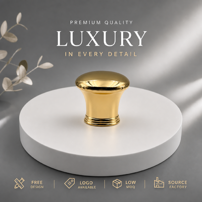 comprar Tampa de Perfume de Liga de Zinco Dourada com Base de Múltiplos Anéis, Espelho Curvo Personalizado de Fábrica, Base de Múltiplos Anéis, Logotipo Gravado Personalizado OEM ODM, Tampa de Perfume de Zamac para Garrafas de Perfume de Vidro de Luxo, Magnética Fabricação em linha