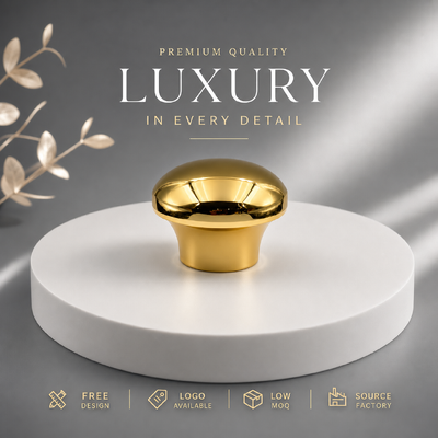 comprar Tampa de Perfume Premium Smooth Mushroom Dome Espelhada em Liga de Zinco Dourada, Tampa Sólida e Pesada de Metal Zamac para Embalagem de Perfume Minimalista de Designer Magnética Fabricação em linha