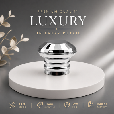 comprar Premium Geométrico Facet Dome Multi Ring Cromo Prata de Zinc Alloy Cap Perfume Sólido Zamac Metal Pesado Cobertura Para Designer High End Perfume Embalagem Magnética Fabricação em linha