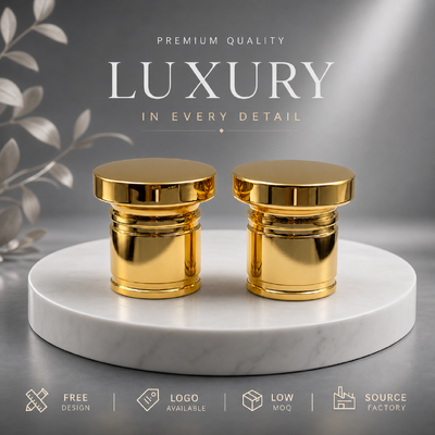comprar Venda Quente Multi-camada Filamento Luminoso Ouro Zamac Cap Perfume Peso Pesado Zinc Alloy Perfume Bottle Cover Molde Personalizado Para Luxo Cosmético embalagem de fragrâncias Fabricação em linha