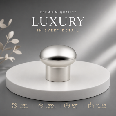 comprar Tampa de perfume personalizada de liga de zinco com cúpula de cogumelo prateada escovada, OEM ODM, logotipo gravado personalizado, tampa de metal Zamac para garrafas de vidro de fragrância de luxo Fabricação em linha