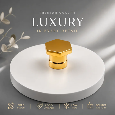 comprar Tampa de perfume de zamac dourada em forma de hexágono com espelho em destaque, capa de garrafa de perfume de liga de zinco pesada, molde personalizado para embalagem de perfume cosmético Fabricação em linha