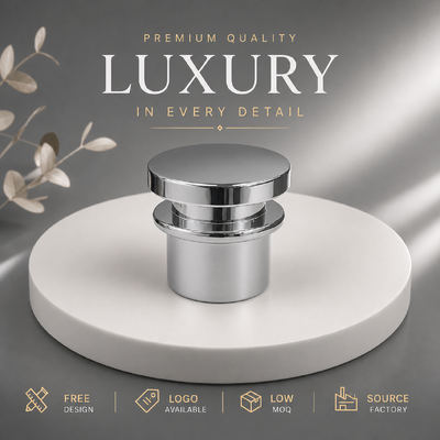 Comprar Tampão de Fragrância em Liga de Zinco de Alto Brilho Cilíndrico Dupla Camada para Garrafa de Perfume com Logotipo Personalizado Acessórios de Embalagem de Perfume Fabricação em linha