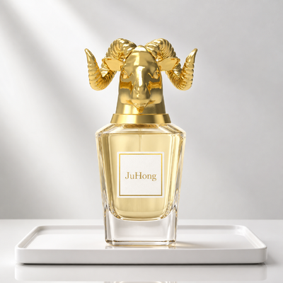 comprar Tampão luxuoso do perfume de Zamak da escultura da cabeça de Ram 3D com logotipo gravado feito sob encomenda e chapeamento de ouro antigo Fabricação em linha
