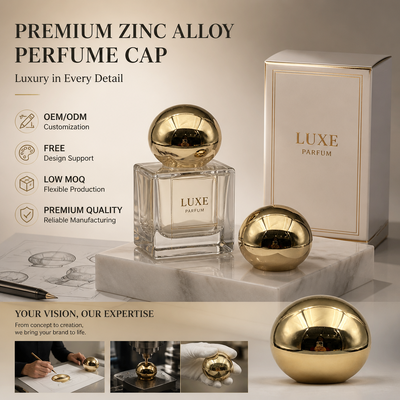 comprar Espelho Bolas de metal de ouro Caps de perfume liga de zinco tampa esférica acessório cosmético de luxo logotipo personalizado para frasco de vidro de perfume magnético Fabricação em linha