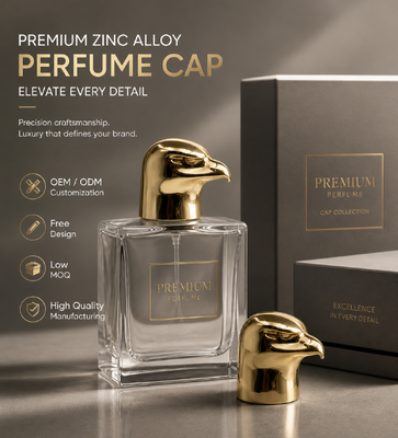 comprar Caixa de perfume de cabeça de águia de liga de zinco, borracha polida polida de ouro 3D cabeça de falcão tampa de metal para garrafa de perfume de luxo logotipo personalizado magnético Fabricação em linha