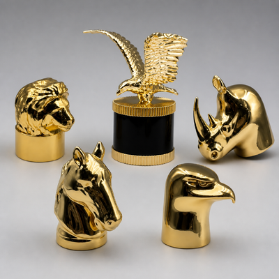 comprar Tampa de Perfume de Metal Zamac com Cabeça de Animal de Luxo, Banho de Ouro, Leão, Cavalo, Águia, Rinoceronte, Tampa de Garrafa de Perfume de Metal com Logotipo Personalizado para Garrafa de Fragrância Fabricação em linha