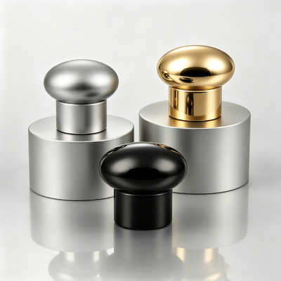 Comprar Tampa de perfume Zamac em forma de cogumelo para atacado de fábrica, topo de bulbo oval, capa de garrafa de perfume de metal, logotipo personalizado OEM Fabricação em linha