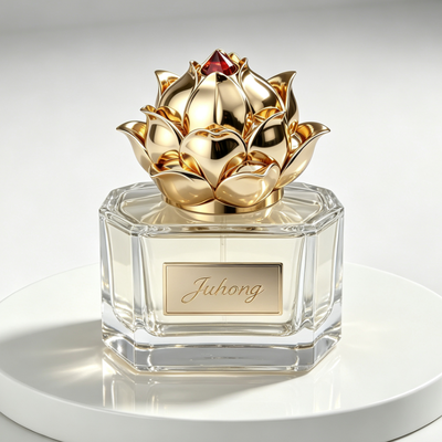 Comprar Tampa de Perfume de Zamac Flor de Lótus de Luxo Fabricação em linha