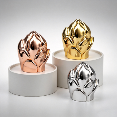 Comprar Luxury FEA15 Perfume Bottle Cap Zinc Alloy 3D Rebocado Floral Bud Top Eletroplated Fragrance Bottle Lid Custom Zamac Perfume Cap Fabricação em linha