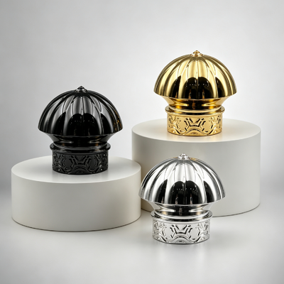 Comprar FEA15 Capa de perfume de liga de zinco Cúpula de flauta com base em relevo Capa de garrafa de perfume electroplated Logotipo personalizado Capa de perfume Zamac Fabricação em linha