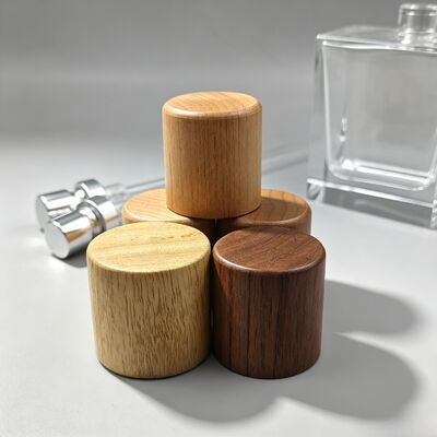 Comprar Capuz de garrafa de madeira cilíndrica Custom gravado Logotipo tampa de madeira natural para perfume garrafa cosmética OEM atacado Fabricação em linha