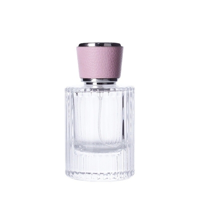Garrafa nova do Subpackage do perfume do pulverizador da baioneta da garrafa de perfume da listra 50ml vertical com o sênior da garrafa de perfume do tampão