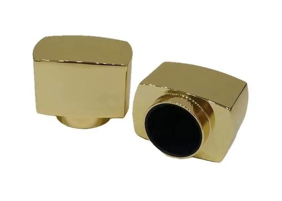 Capas de garrafas de perfume retangulares de liga de zinco para garrafas de vidro de perfume de 50 ml