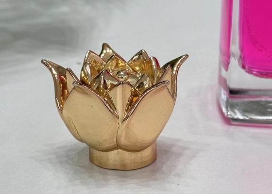 Capas de garrafas de perfume em forma floral de liga de zinco para embalagens sustentáveis