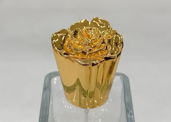 Capas de garrafas de perfume de liga de zinco em forma de flor para embalagens ecológicas