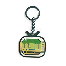 Forma da tevê da porta-chaves do metal do logotipo do laser dos desenhos animados liga de zinco para presentes das crianças