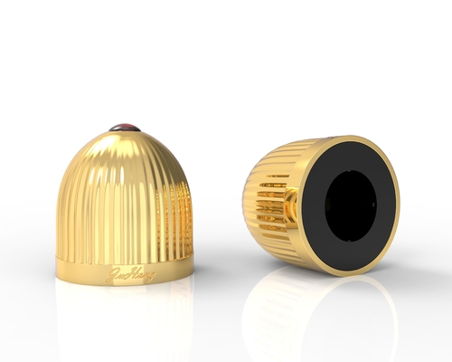 Capas de Perfumes Zamak em cor dourada para embalagens de fragrâncias duráveis e elegantes