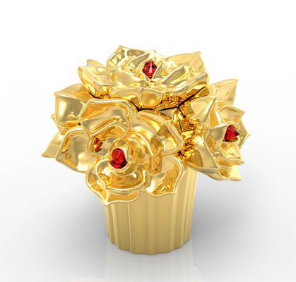 Capas de garrafas de perfume de liga de zinco em forma de flor para embalagens ecológicas