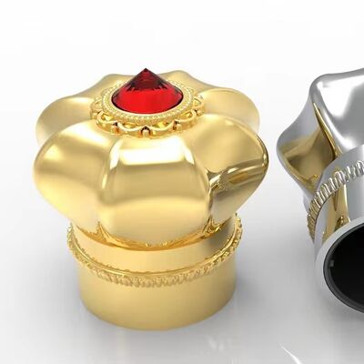 Hot-End Crown Shaped Crystal Zamak Perfume Caps Zinc Existing Mould Design Cover Lid