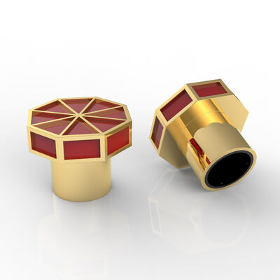 Capas de perfume de luxo em forma de T em forma de cristal Zamak Capas de garrafas de perfume de vidro de liga de zinco