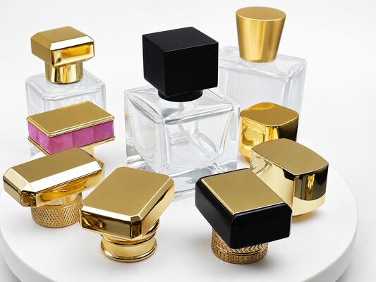 Tampa Zamac quadrada - Design luxuoso de liga de zinco ecologicamente correto com impressão de logotipo personalizado para frascos de perfume