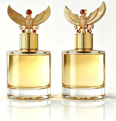 Tampa de Perfume Magnética Asa de Águia com Pedra de Strass Vermelha e Tampa de Garrafa Banhada a Ouro