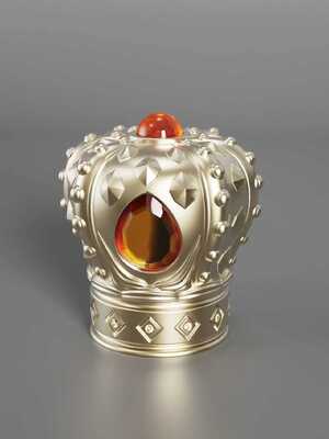 Luxury Crown Zinc Alloy Cap Perfume Gold Plated Zamac Bottle Lid Embedded Red Rhinestone Royal Shape Metal Perfume Cover Custom OEM Logo Packaging Magnético