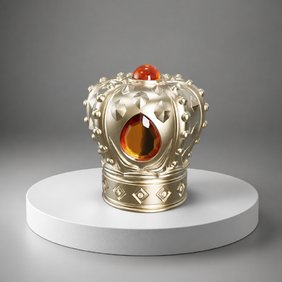 Luxury Gem-Introduced Crown Zamac FEA15 Perfume Cap, Gold-Plated Zinc Alloy Decorative Bottle Top
