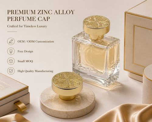 Tampa de perfume decorativa geométrica árabe em relevo de luxo, liga de zinco, tampa redonda de metal com logotipo personalizado para garrafa de vidro de fragrância magnética