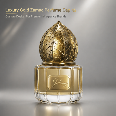 Luxury Hollow Lattice Teardrop Zamac Cap Perfume, Gold Electroplated Metal Decorative Perfume Closure Logotipo personalizado para garrafas de perfumes árabes