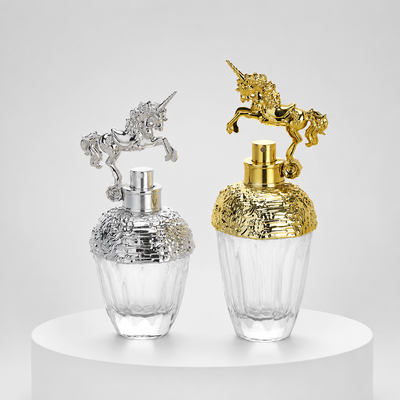 3D Unicorn Zamac Perfume Cap Zinc Alloy Metal Decorativo Fragrance Bottle Lid Gold Silver Plating Logotipo personalizado